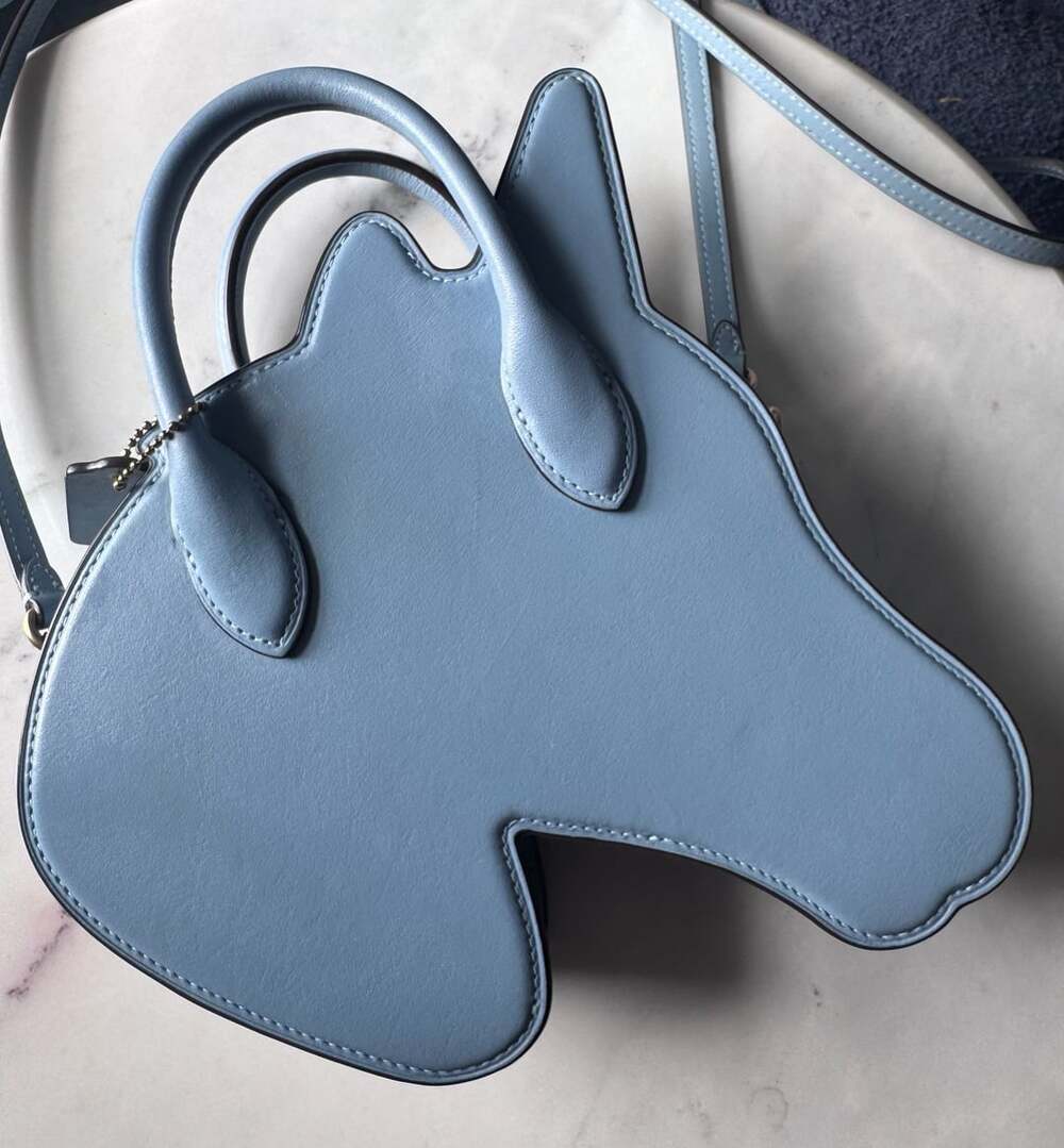 Rare Coach Unicorn Crossbody Bag Purse Regenerative Leather In Blue - Picture 3 of 9